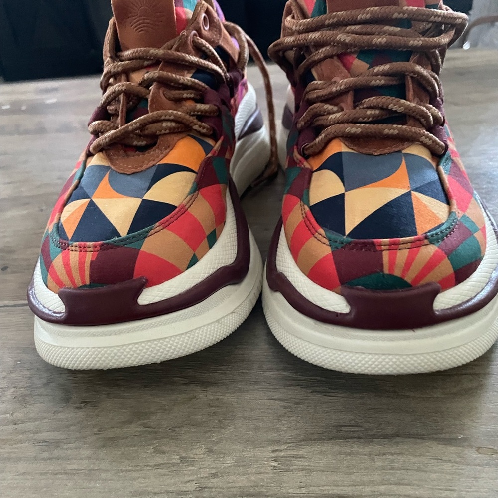 Farm Rio Anthro Graphic Scarves Mixed Media Geometric pattern platform Sneaker - Picture 3 of 12